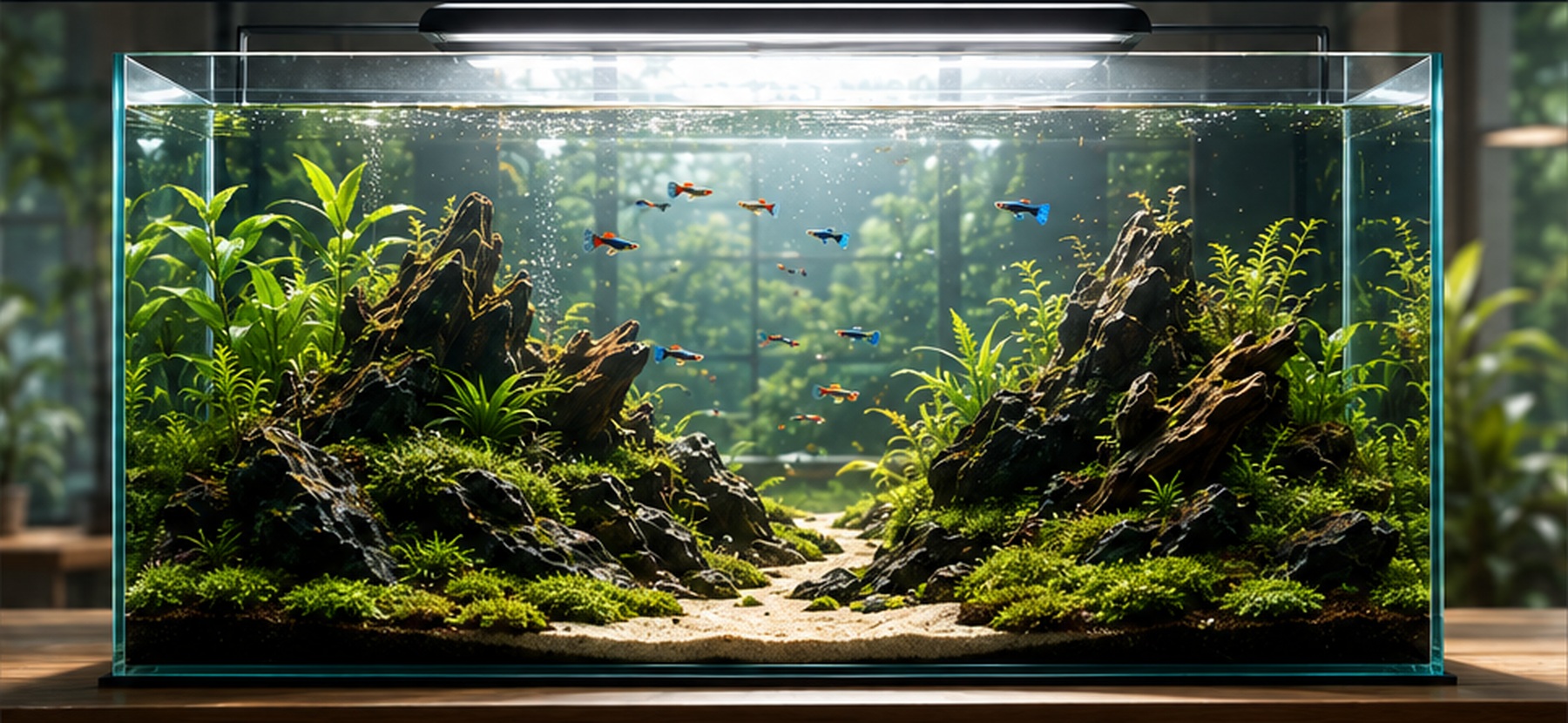Fotorealistische Vorschau eines bepflanzten Aquariums