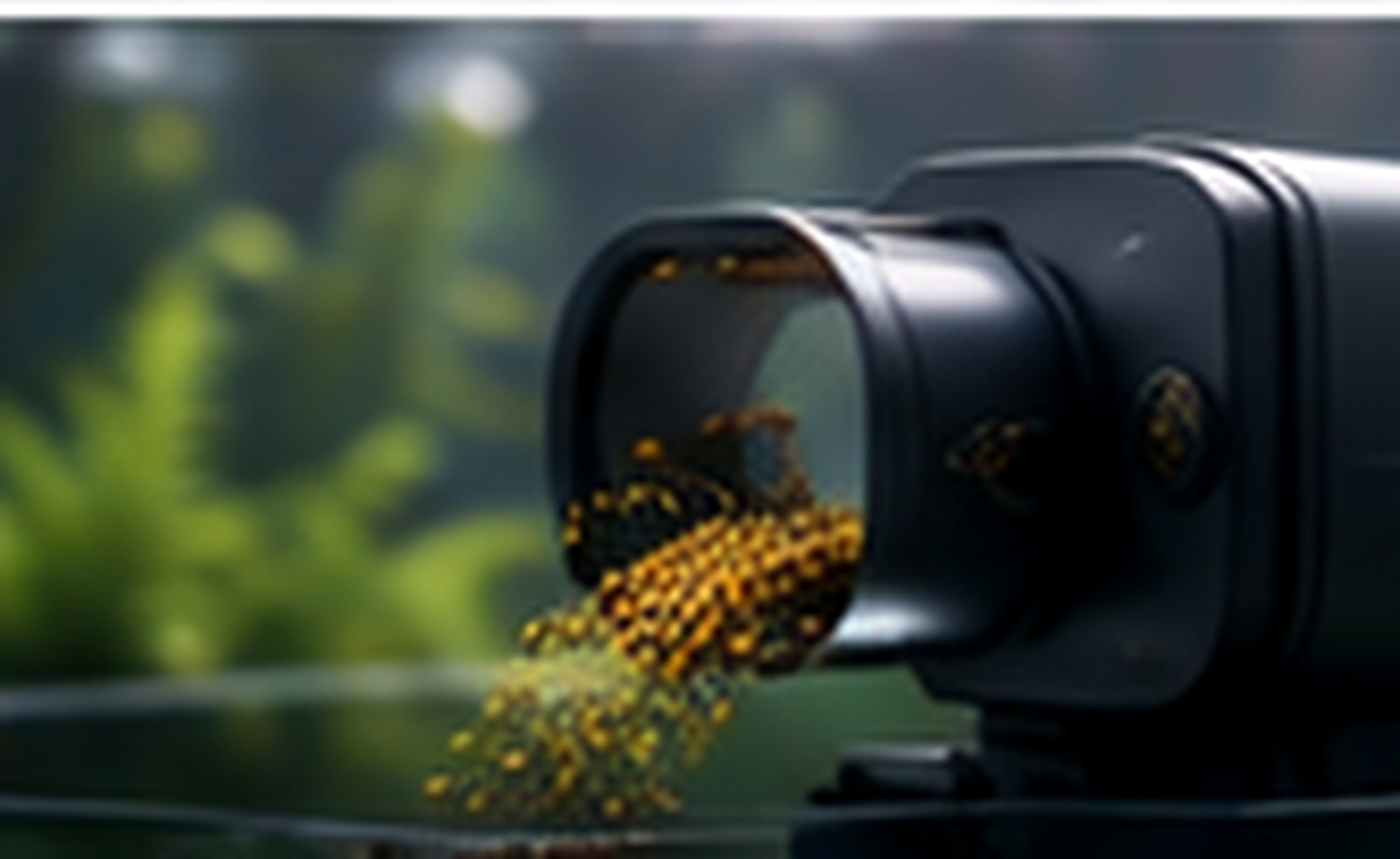 Automatische Fütterung über einem Aquarium