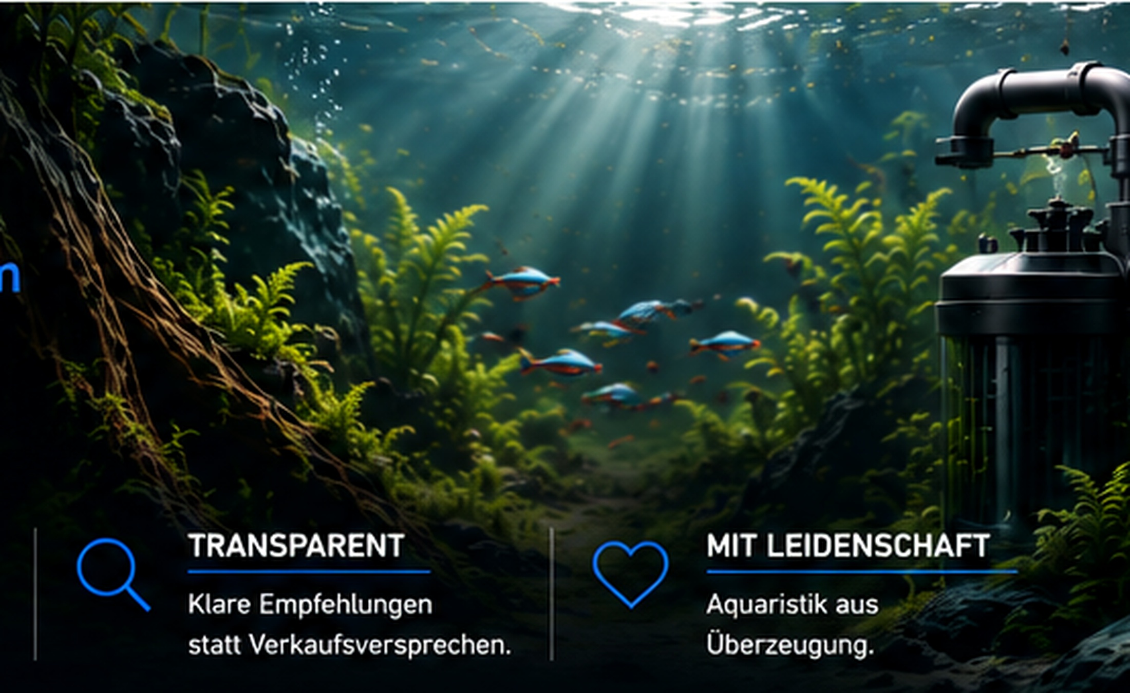 Aquarium mit stimmungsvoller Temperatur- und Technikszene