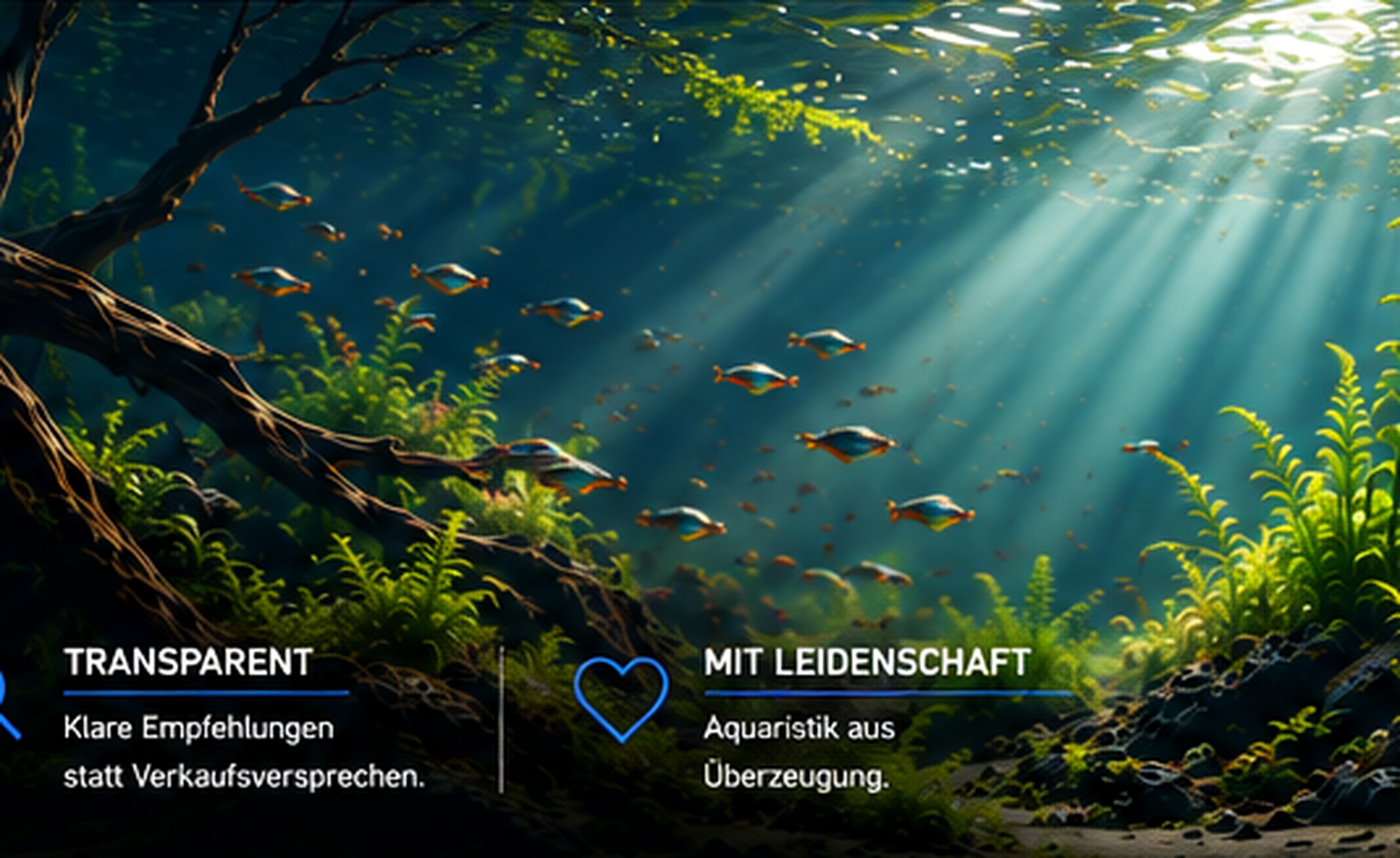 Aquarium mit intensiver LED-Beleuchtung und Pflanzen